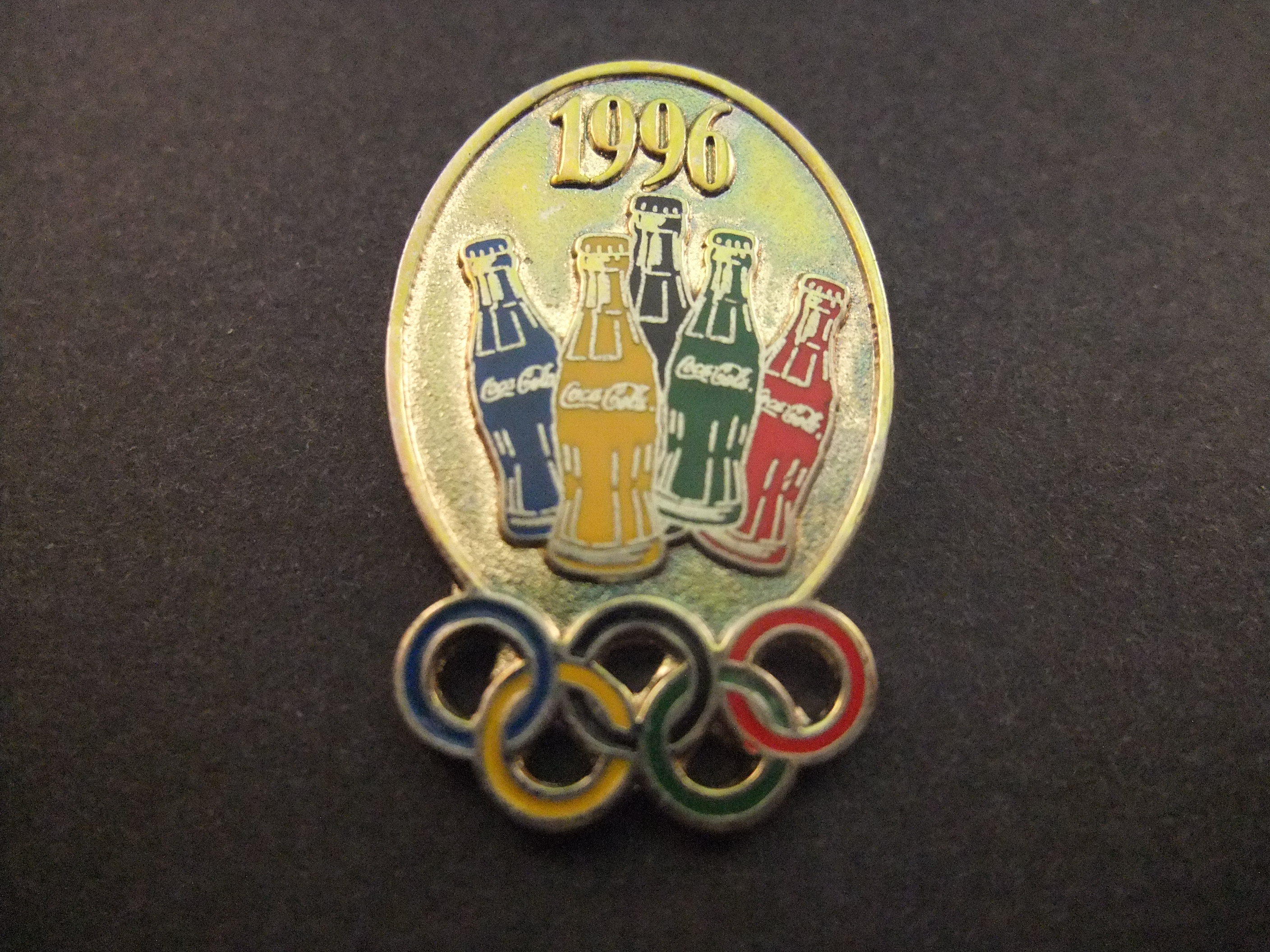 Coca Cola Olympische Spelen 1996 Olympische ringen  flesjes cola vijf kleuren van de ringen